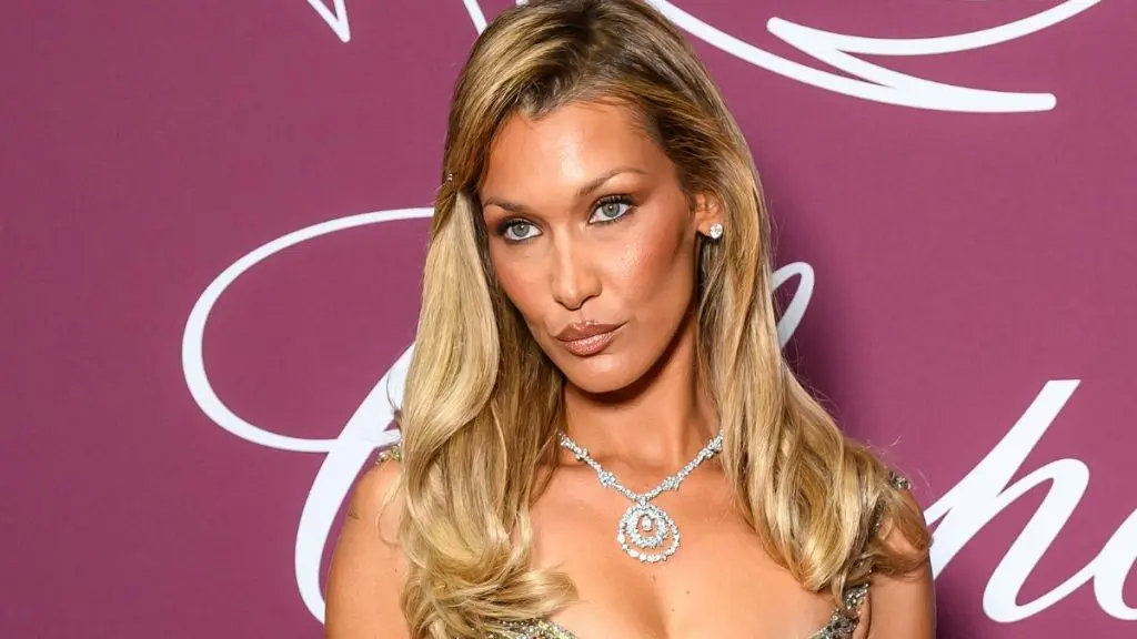 Bella Hadid Sizzles in Metallic Thong Bikini