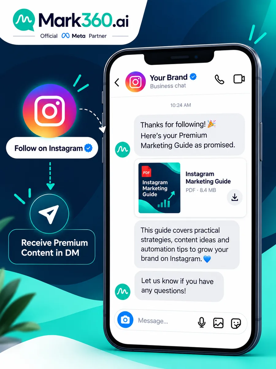 Instagram DM delivering unlocked premium PDF after follow