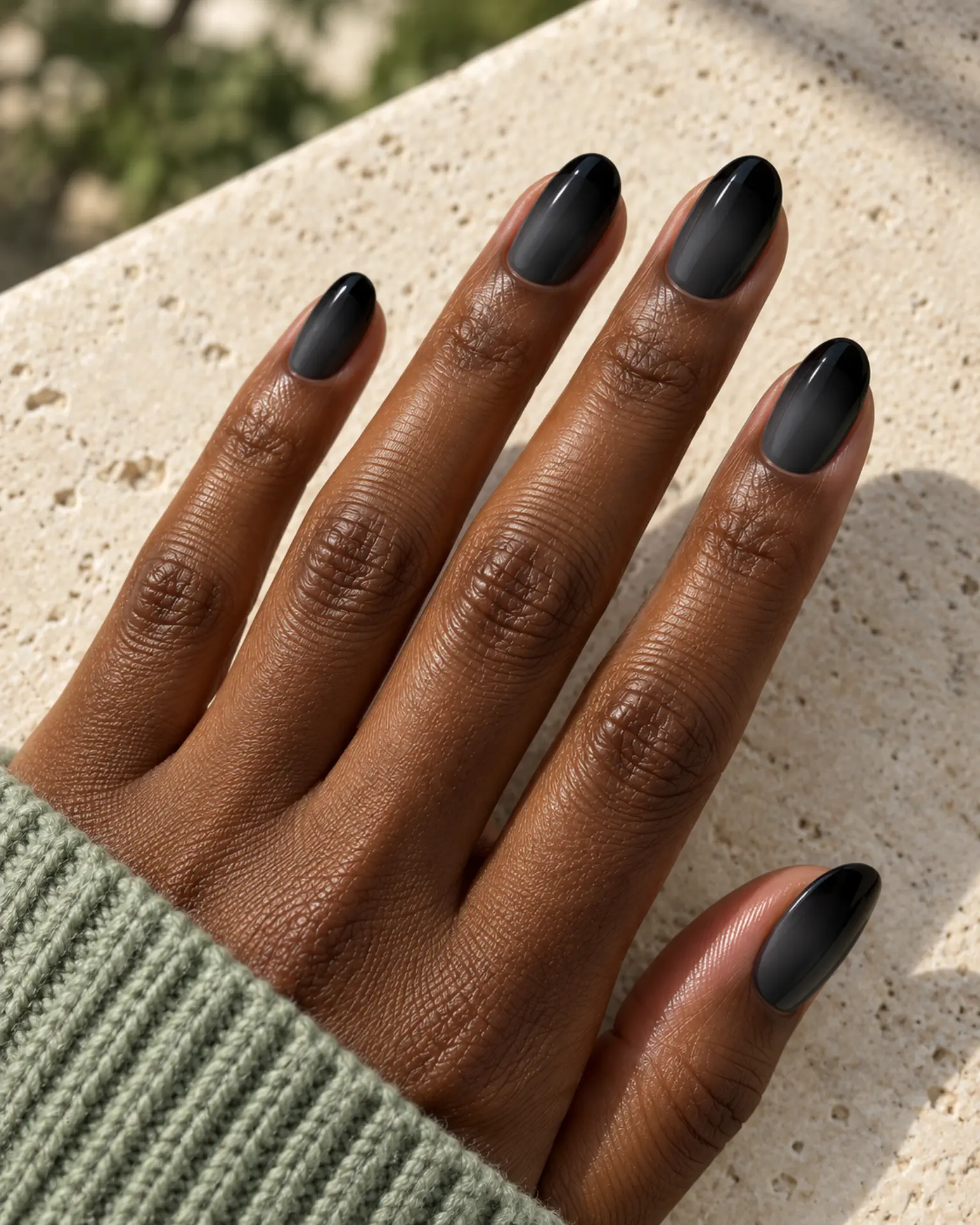 Black Tonal Ombré manicure inspiration for black nail ideas