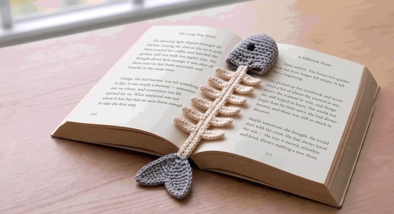 Crochet Fishbone Bookmark finished crochet project