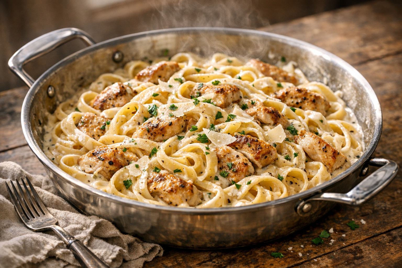 Creamy Chicken Alfredo Skillet (One-Pan Dinner)