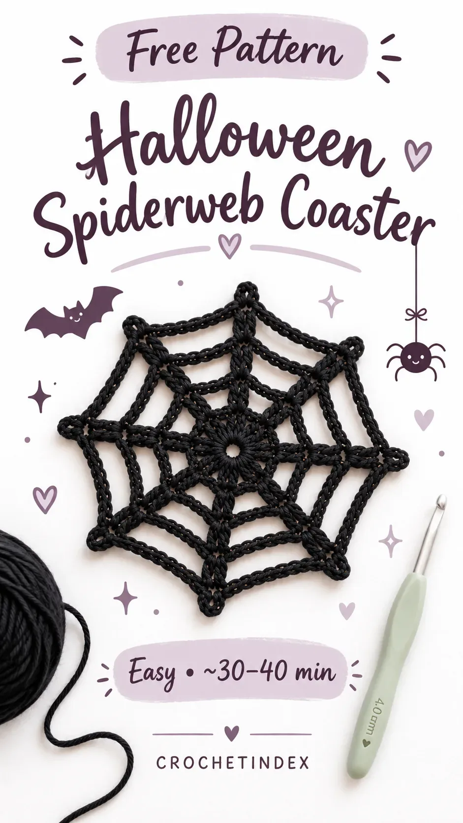 Halloween Spiderweb Coaster Pinterest project poster