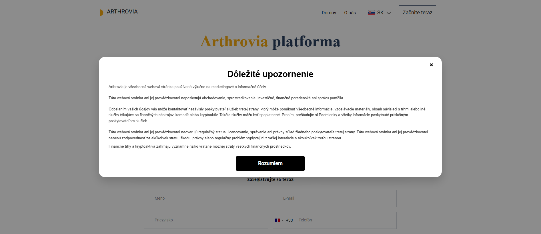 Stored capture of arthrovia-sk.live