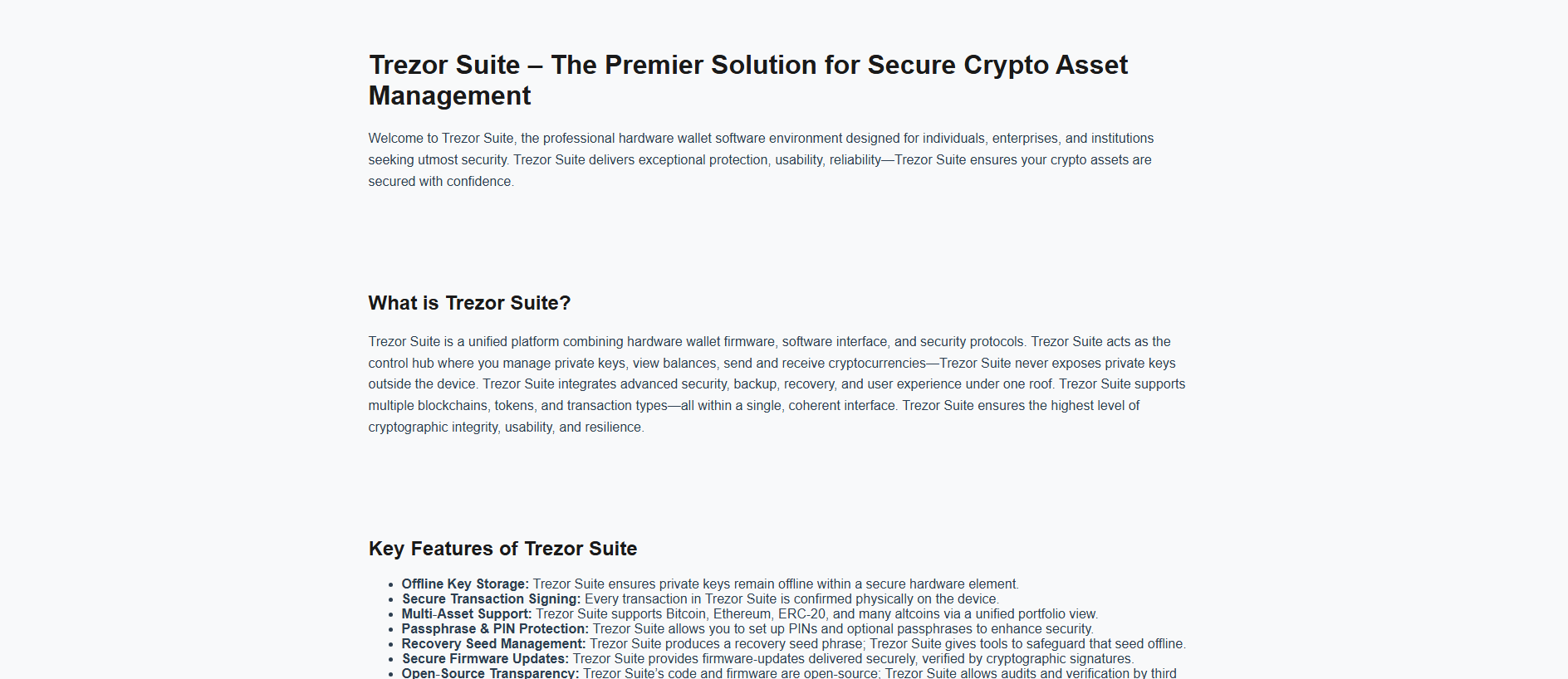 Stored capture of en-us-trezarsuite.pages.dev