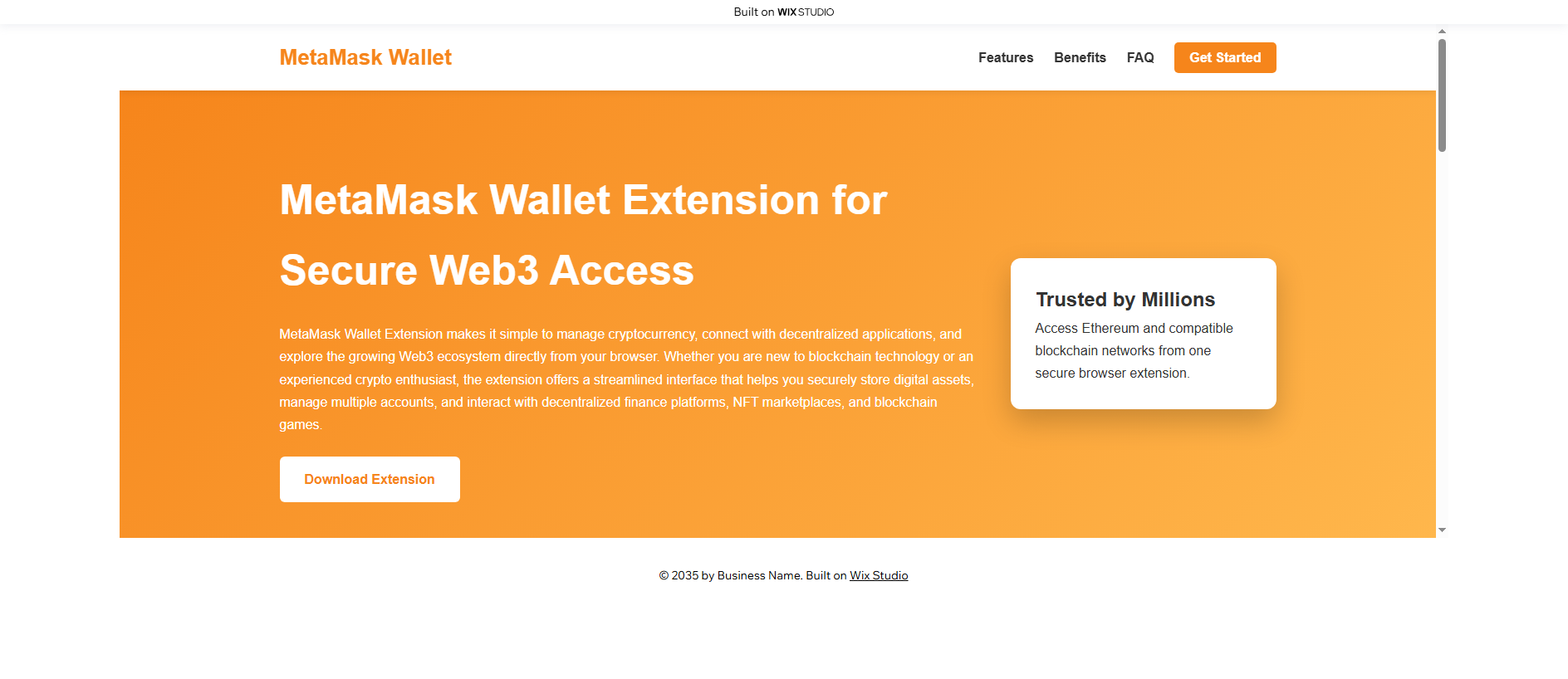 Forensic screenshot of browser-metamaskcdn.wixstudio.com showing the phishing page layout
