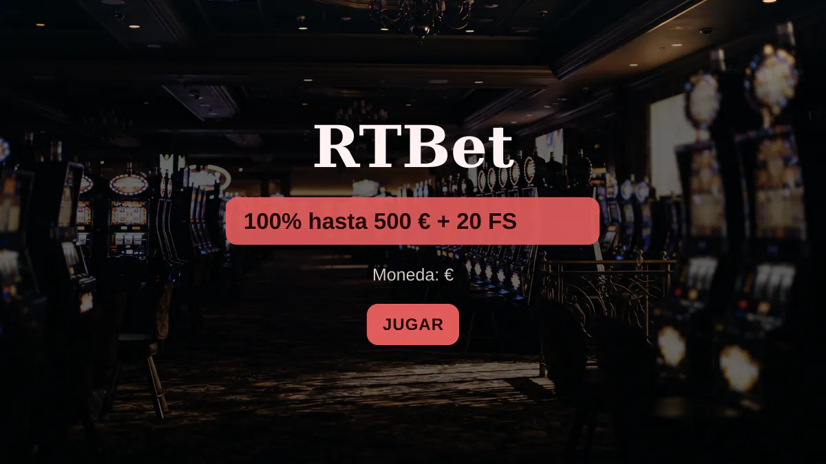 RTBet casino — bono de bienvenida 100% hasta 500 € + 20 FS, pagos: Visa, Mastercard, Skrill, Neteller, Paysafecard RTBet casino — bono de bienvenida 100% hasta 500 € + 20 FS, pagos: Visa, Mastercard, Skrill, Neteller, Paysafecard
