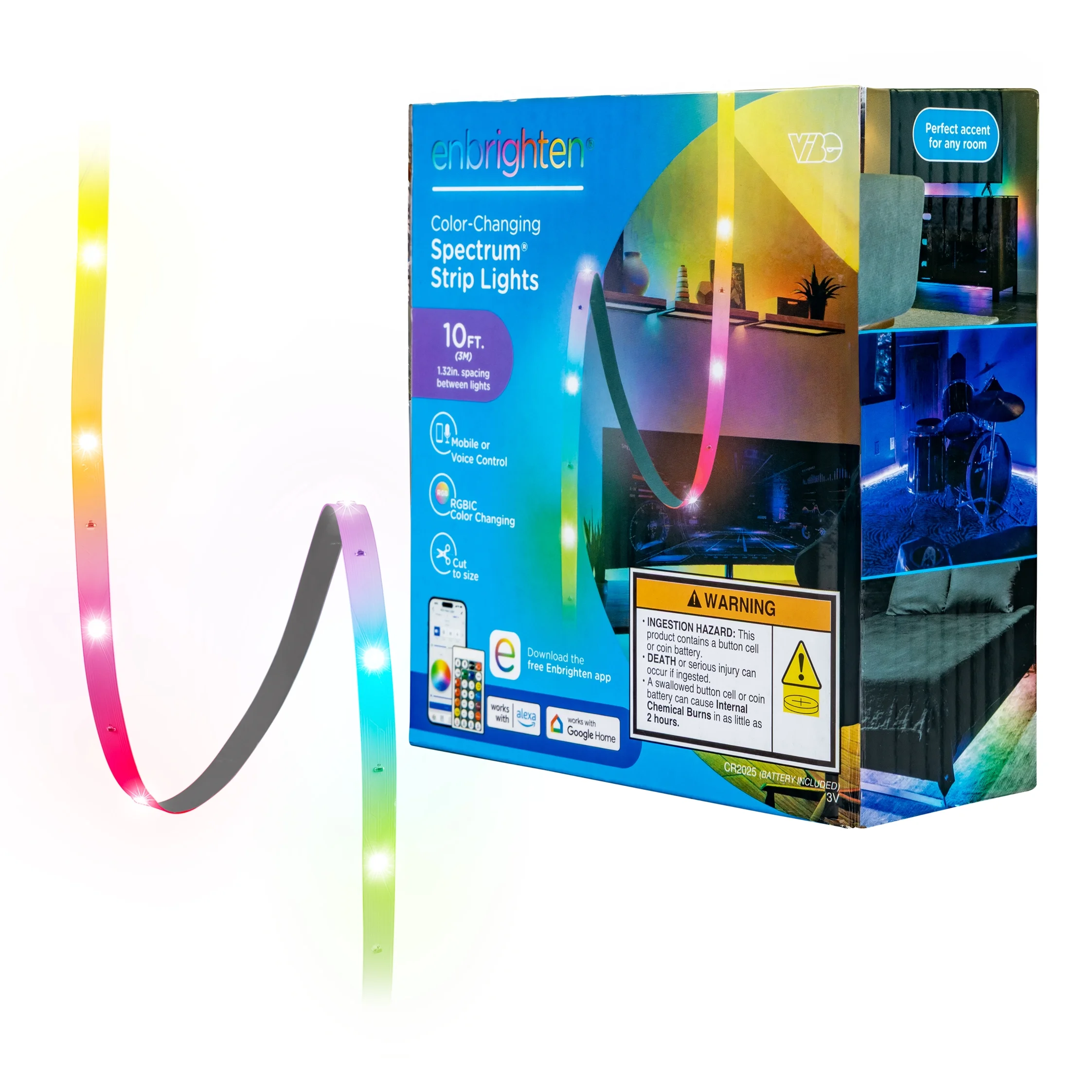 Enbrighten VIBE 10-foot RGBIC Smart LED Light Strip