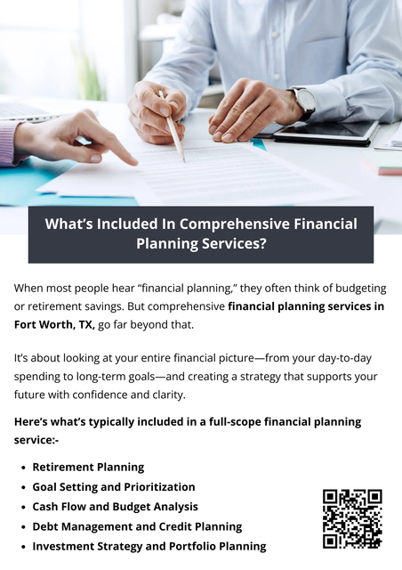 Professionals offering financial planning services in Fort Worth, TX, typically combine all of these elements into a personalized roadmap tailored to your life. It’s not just about numbers—it’s about peace of mind. With expert guidance, you’ll feel more in control of your finances and your future. To know more visit here https://www.alignedwealthadv.com/