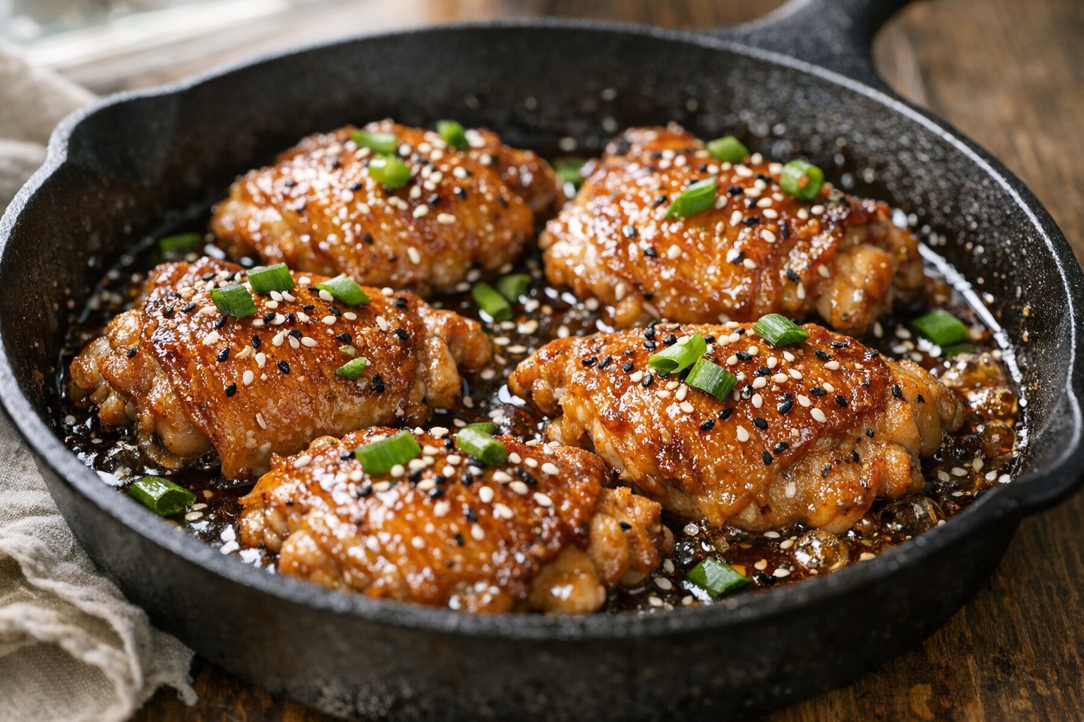 One Pan Honey Garlic Chicken Thighs