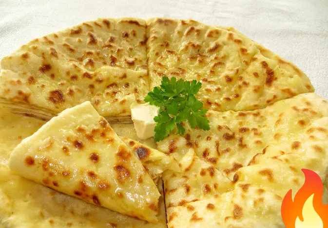 Постер Лепешки на кефире, с картошкой и брынзой