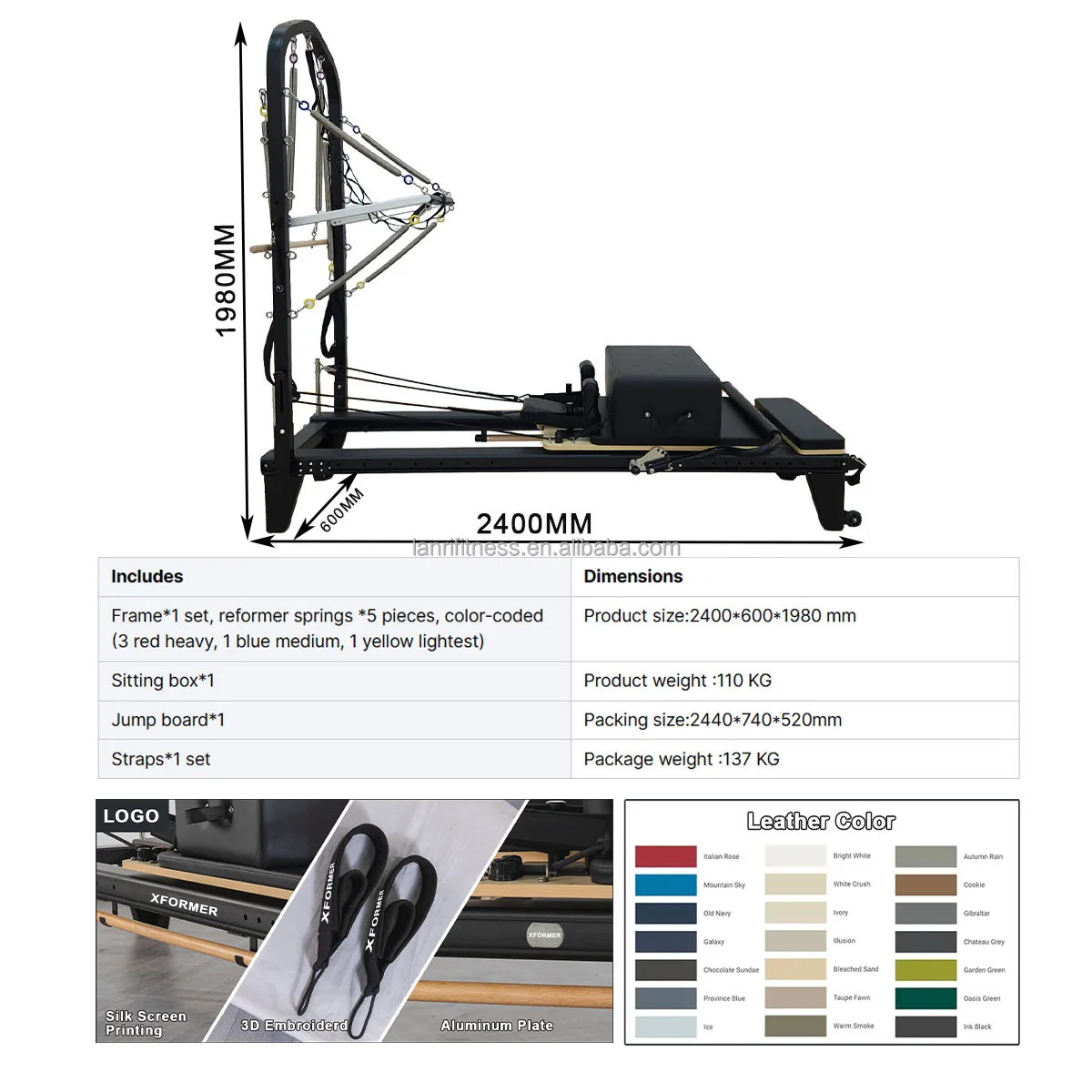 Premium Commercial Pilates Reformer with Tower Aluminum Pilates Reformer Machine  for Pilates Studio & Gym Use Durable view 4