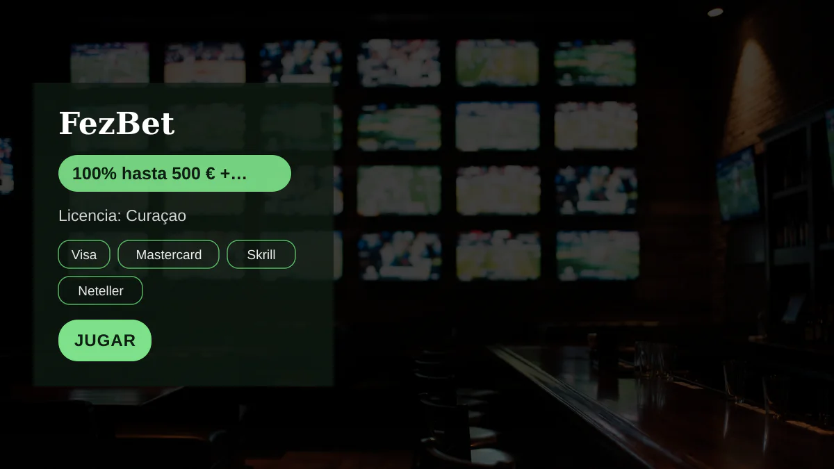 FezBet casino &mdash; bono de bienvenida 100% hasta 500 &euro; + 200 FS, pagos: Visa, Mastercard, Skrill, Neteller, Paysafecard