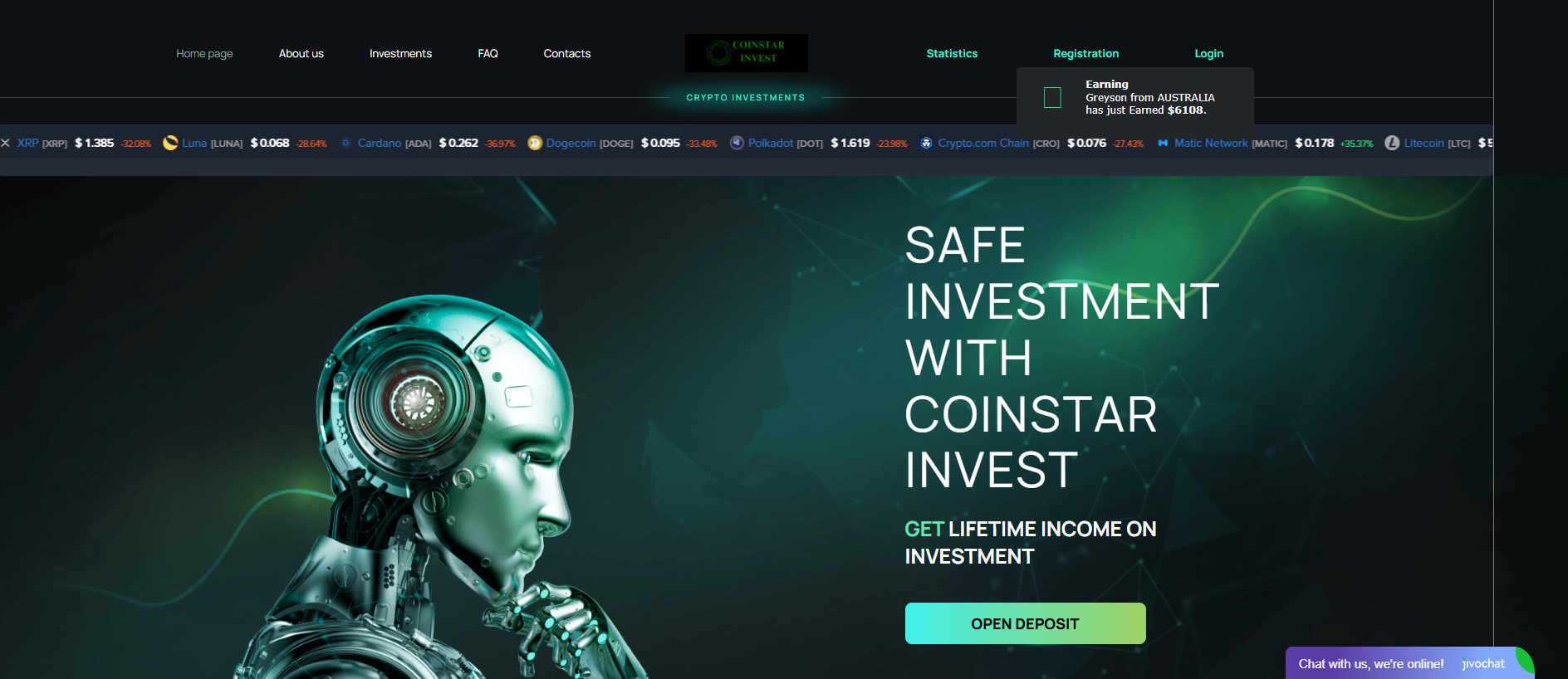 Stored capture of coinstarinvestments.com