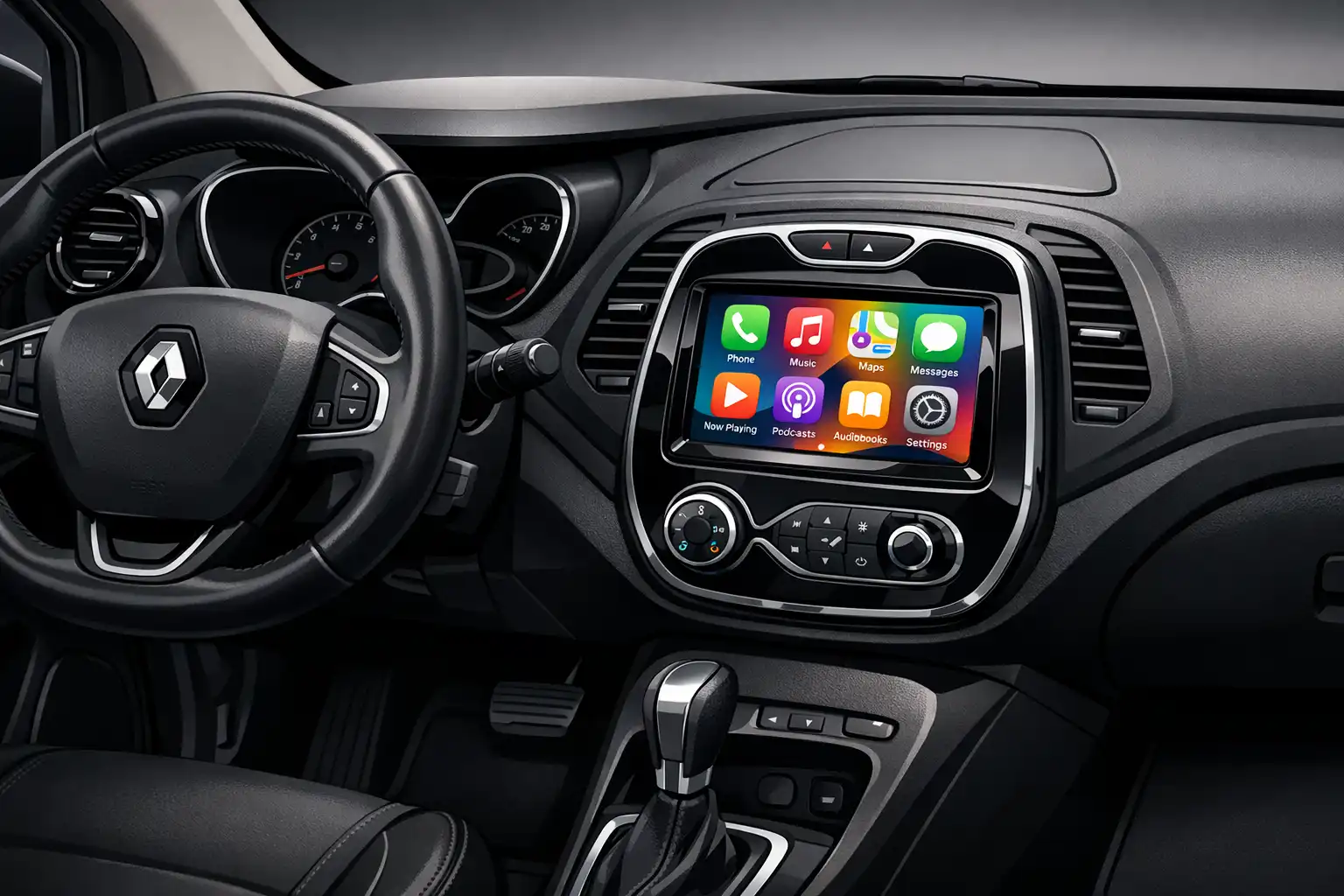 Renault Captur 2015 avec Apple CarPlay installé sur l’écran R-Link d’origine