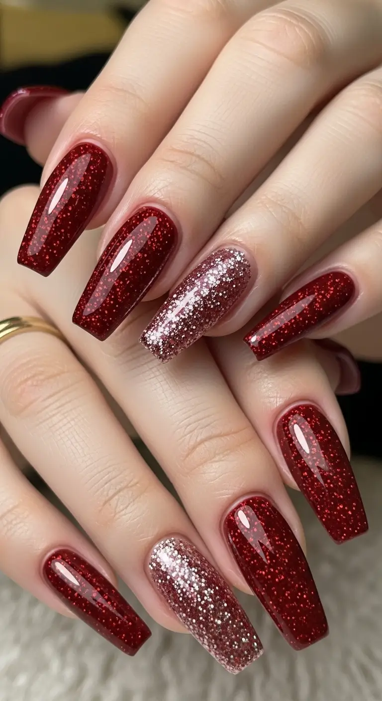 Matte Cherry Red Short Almond Nails