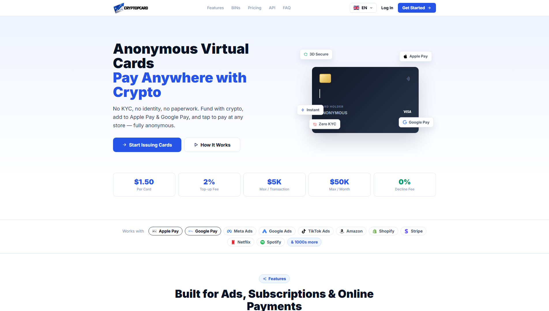 Forensic screenshot of cryptotop.cards showing the phishing page layout