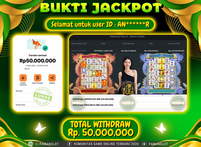 Selamat kepada Member PAMANSLOT Games Mahjong Wins 3 - Black Scatter : AN******R