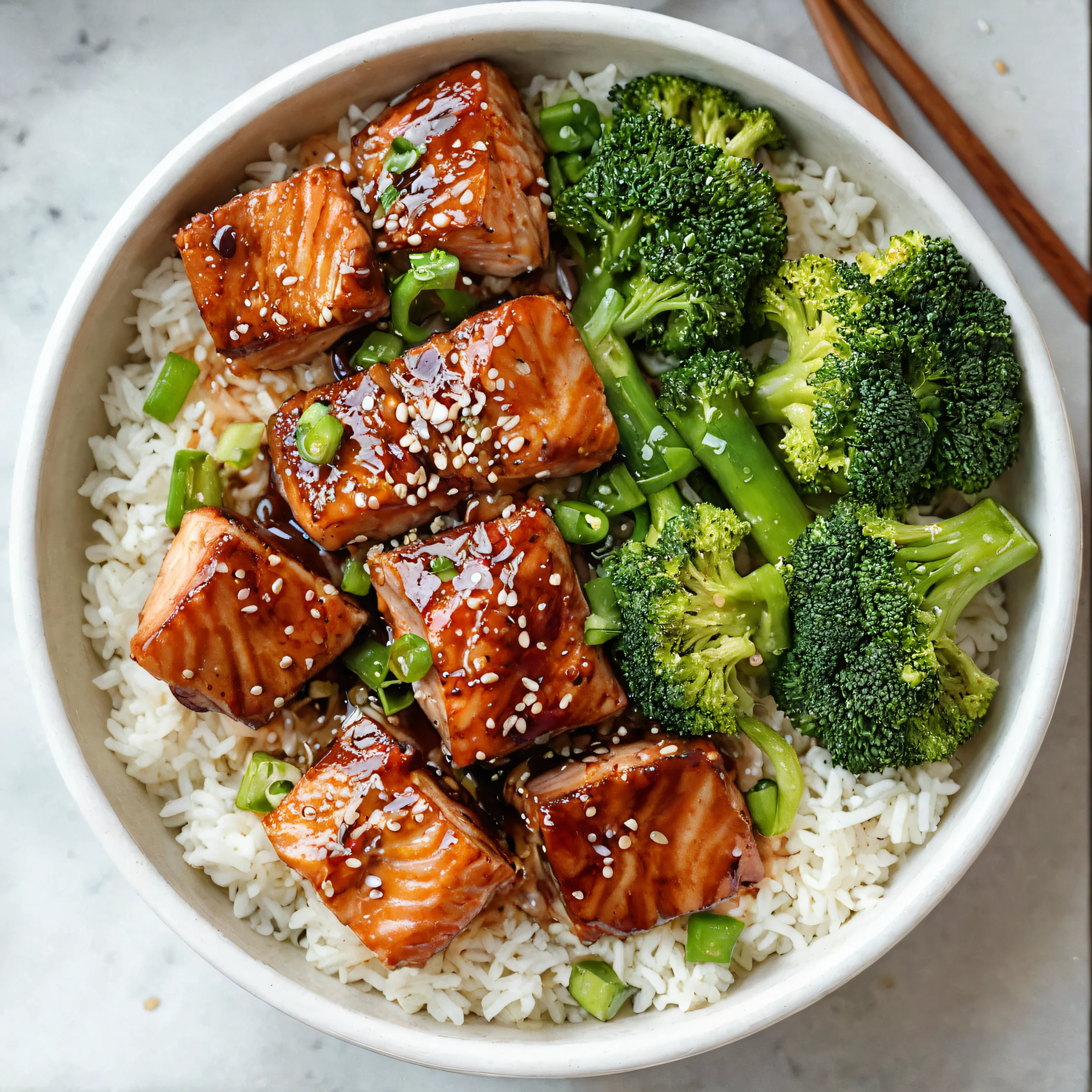 Teriyaki Salmon Bowls with Broccoli