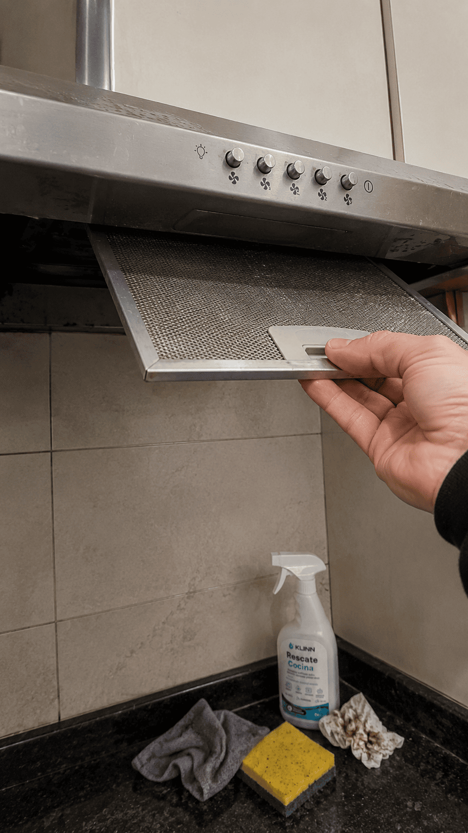 Filtro de campana después de limpiarlo