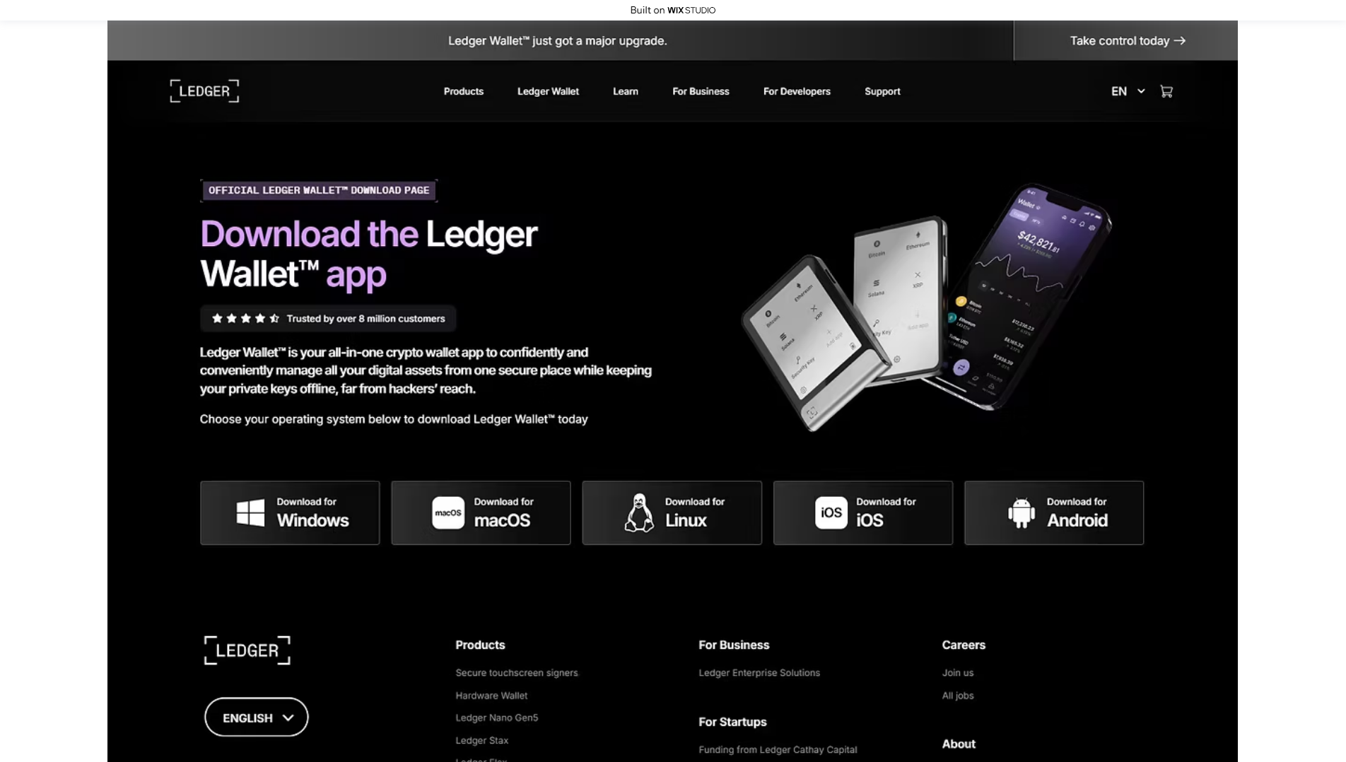 Forensic screenshot of desktop-getstarted.wixstudio.com showing the phishing page layout