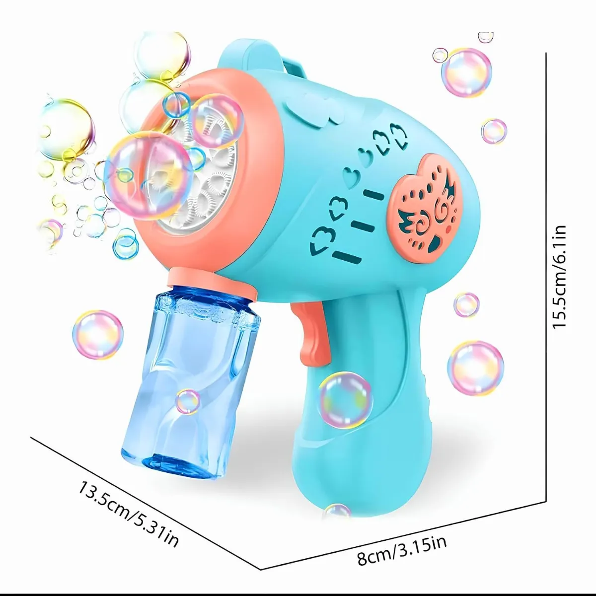 RAINBOW RIDERS Automatic Color Bubble Machine Gun Leak-Proof with 1 Bubble Solution 5000+ Bubbles Per Minute and Blower - ToyMall Manjeri