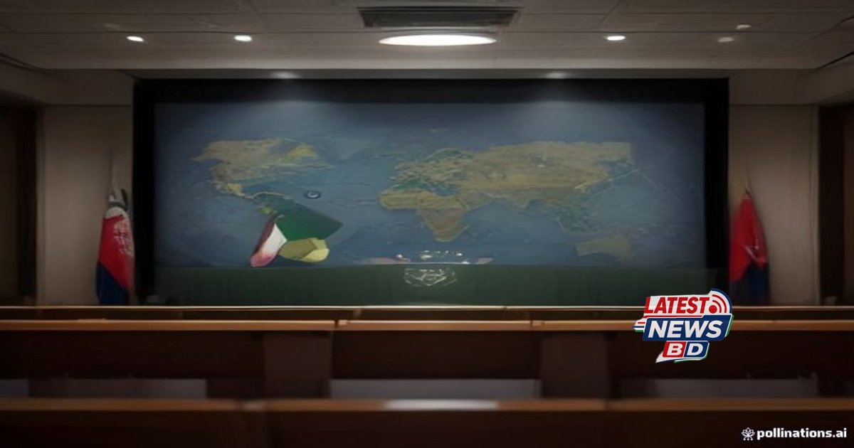 A symbolic scene of military tension with missile launchers and a map of the Middle East.