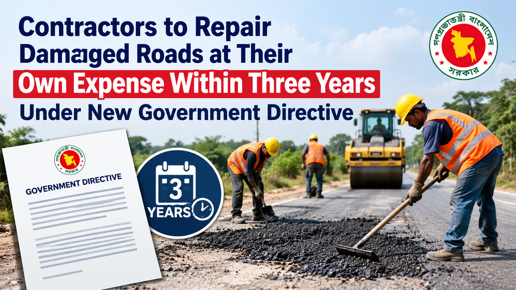 Contractors to Repair Damaged Roads at Their Own Expense Within Three Years Under New Government Directive