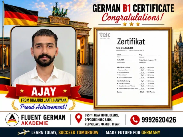 Ajay, Fluent German Academy student