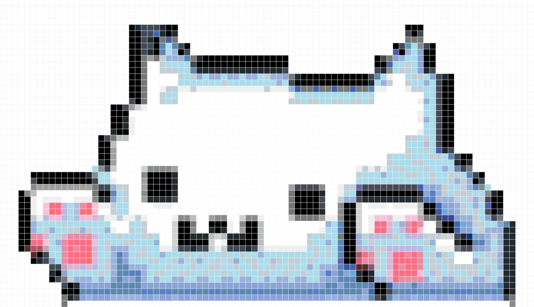 Cute White Kawaii Cat Pixel Art Pattern