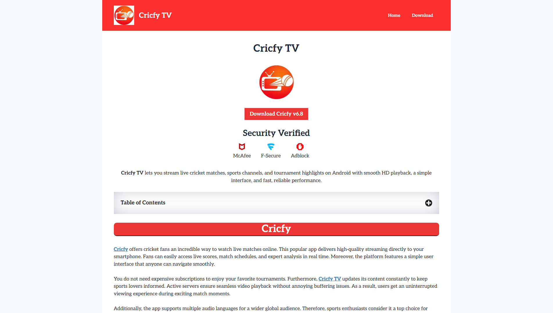 Stored capture of cricfy-pro.in