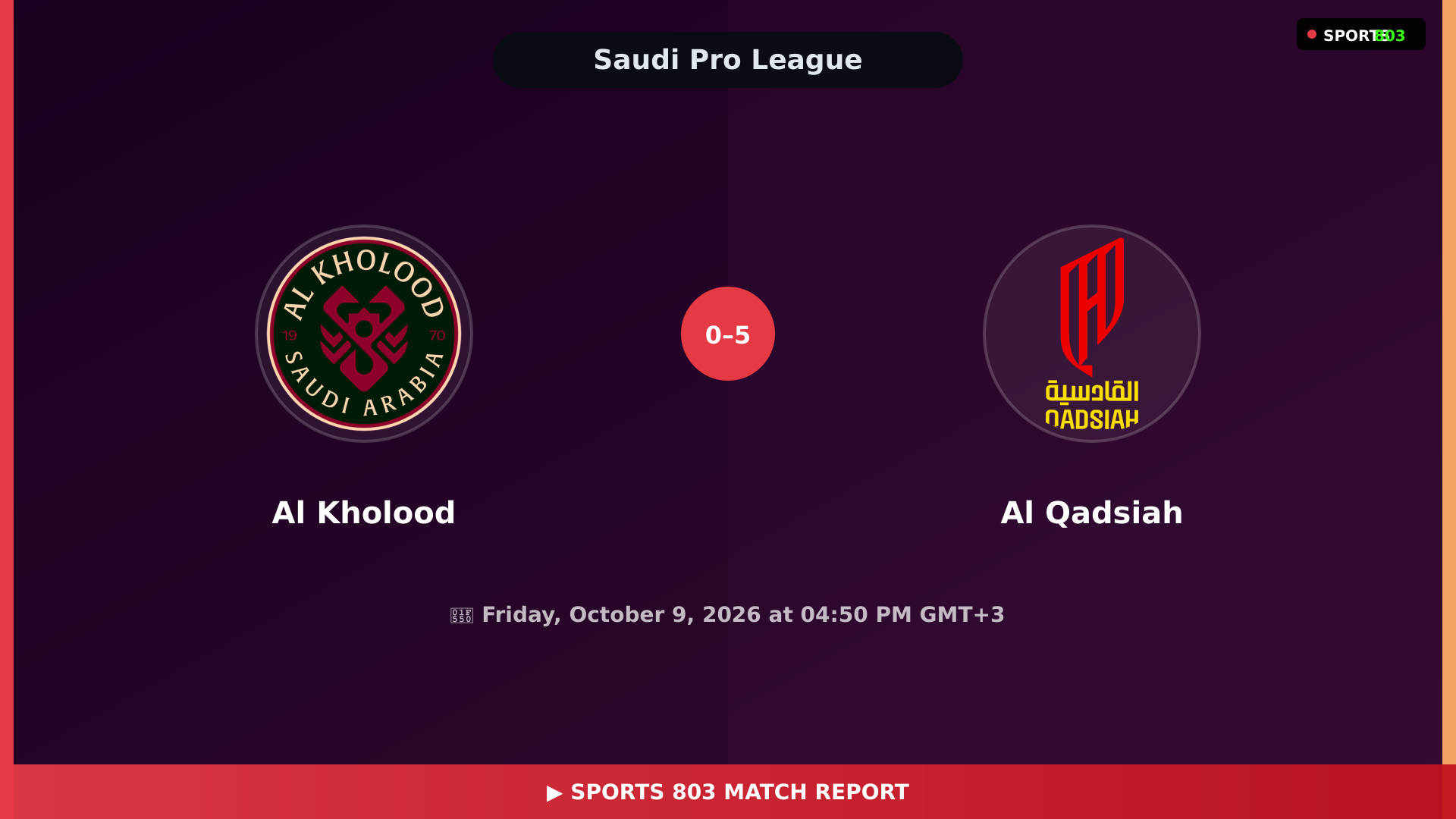 Al Kholood vs Al Qadsiah – Highlights & Replay | Sports 803