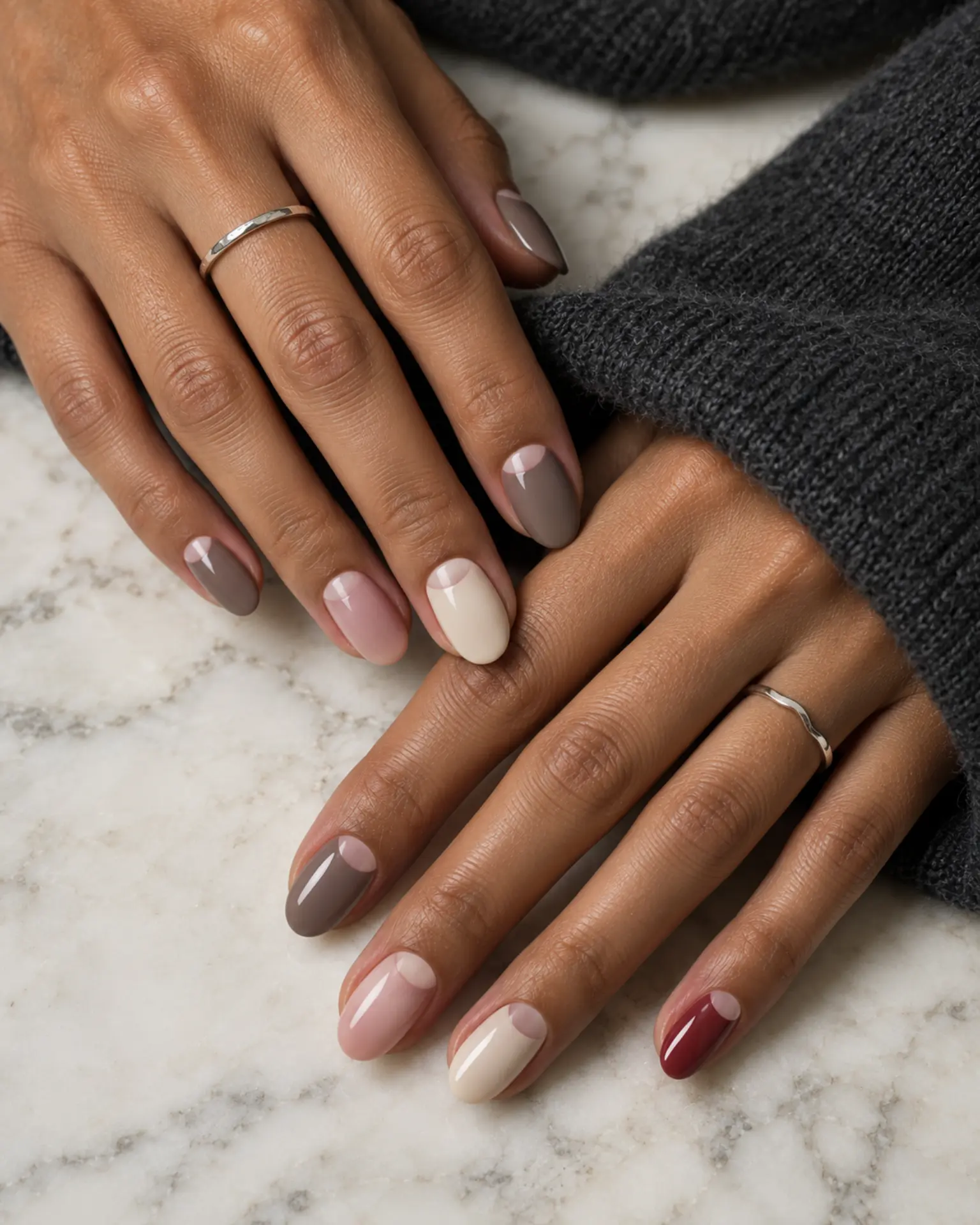 Work Half-Moon Detail manicure inspiration for work nail ideas