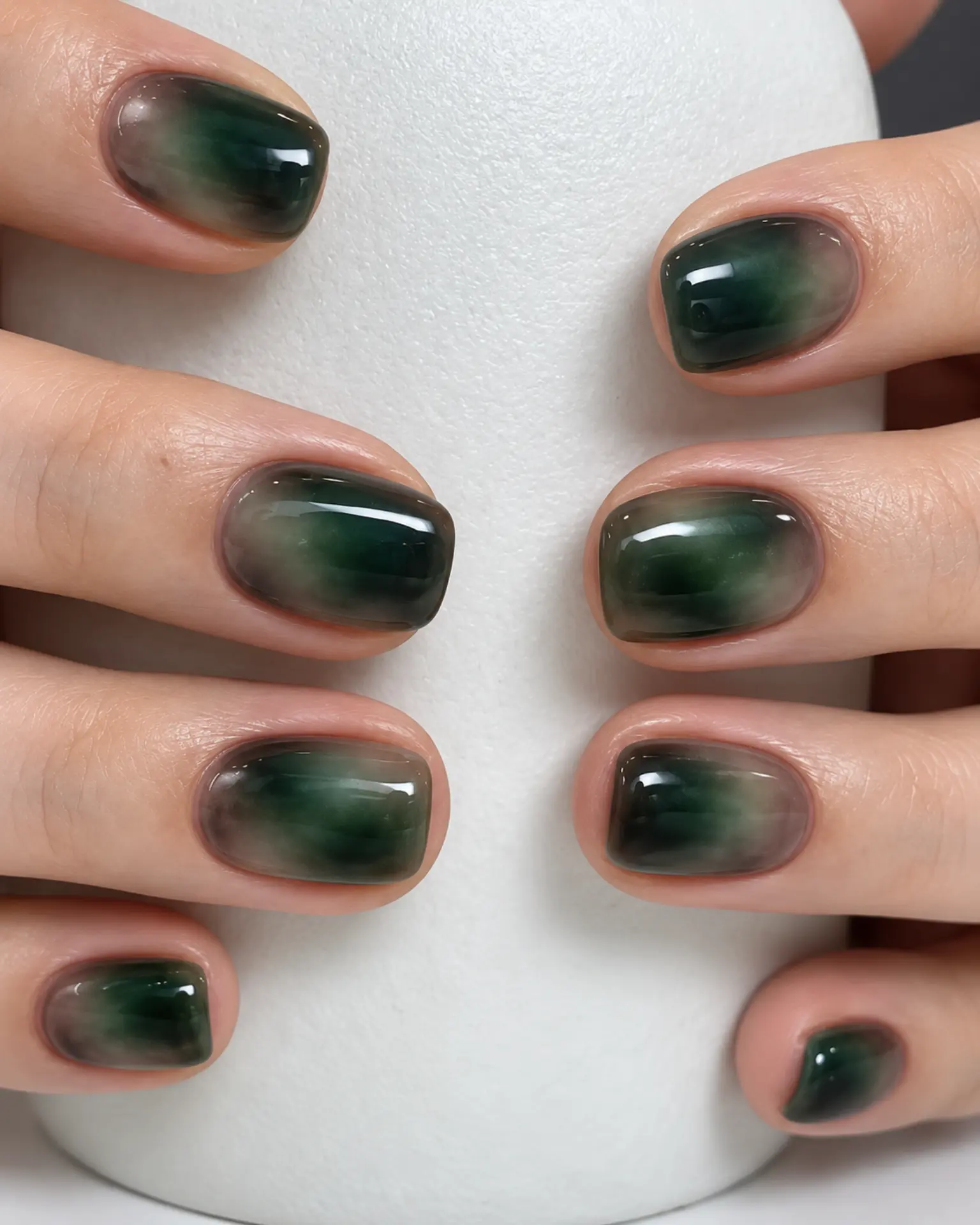 Forest Green Smoke Aura manicure inspiration for dark aura nail ideas