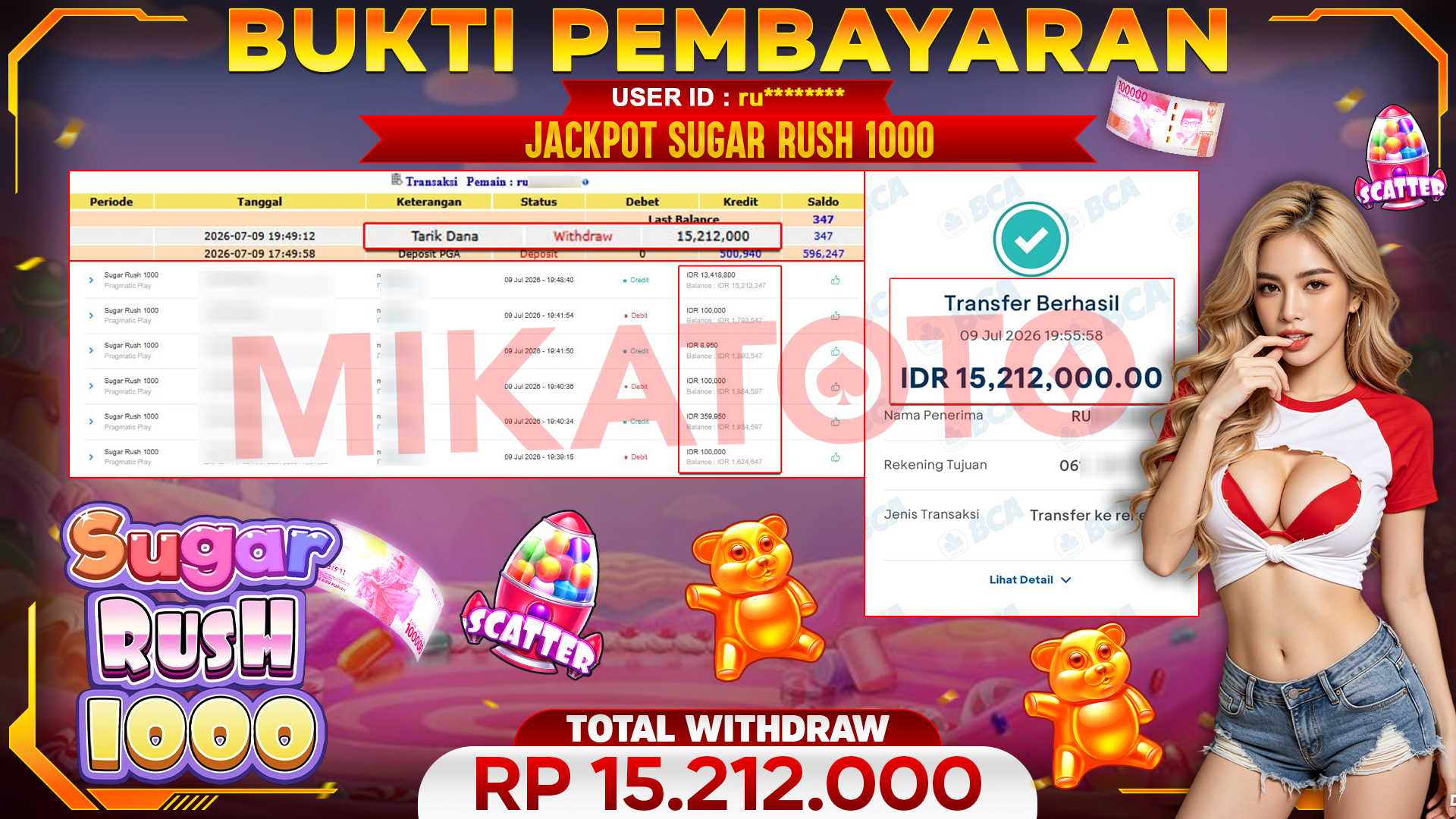 🏆 SELAMAT KEPADA PEMENANG JACKPOT DI Sugar Rush 1000 - Pragmatic Play 15,212,000🏆