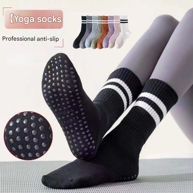 3-Pack Black Anti-Slip Yoga Socks - Grippy Non-Slip Pilates Dance Fitness Socks for Women