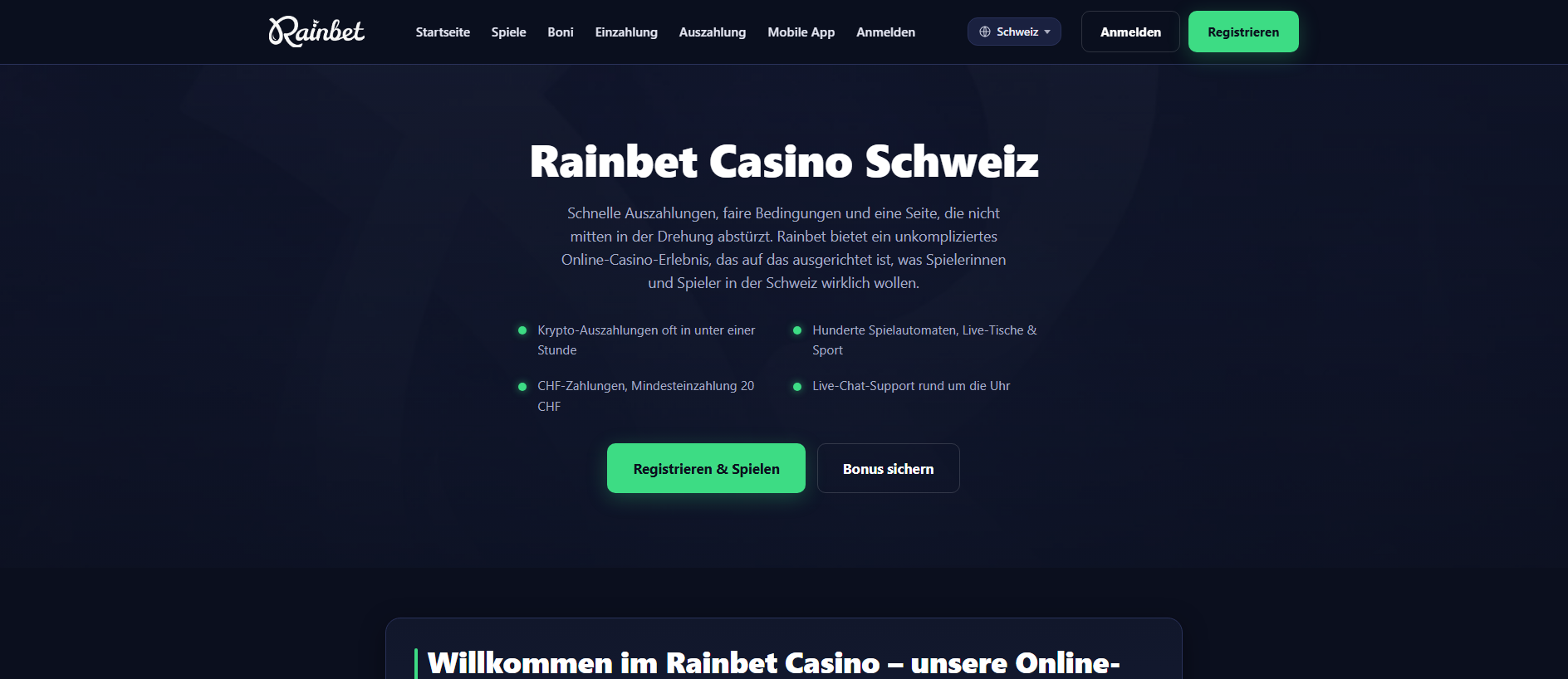 Stored capture of rainbetswiss.ch
