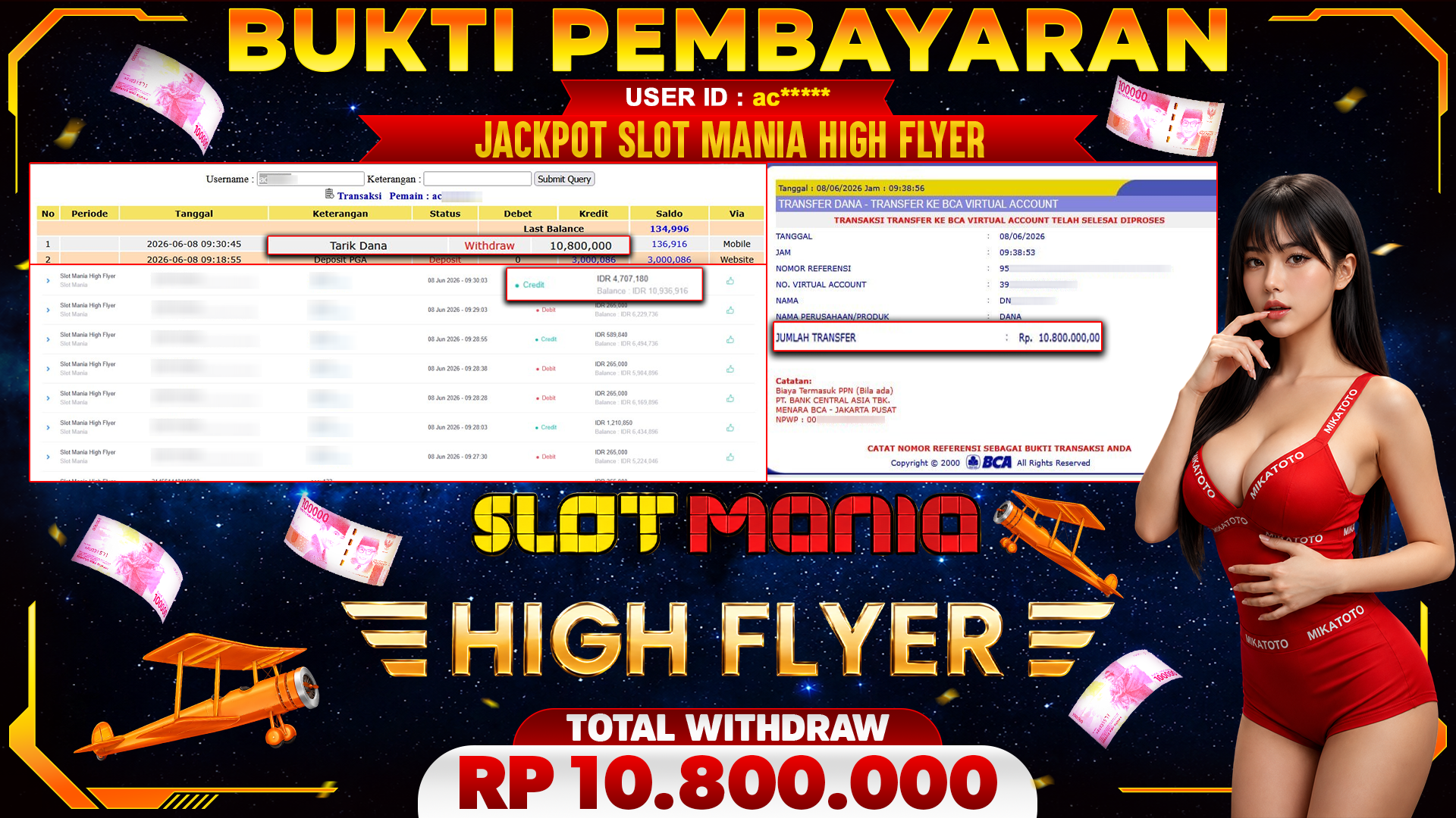 🏆 SELAMAT KEPADA PEMENANG JACKPOT DI Slot Mania High Flyer - Slot Mania 10,800,000🏆