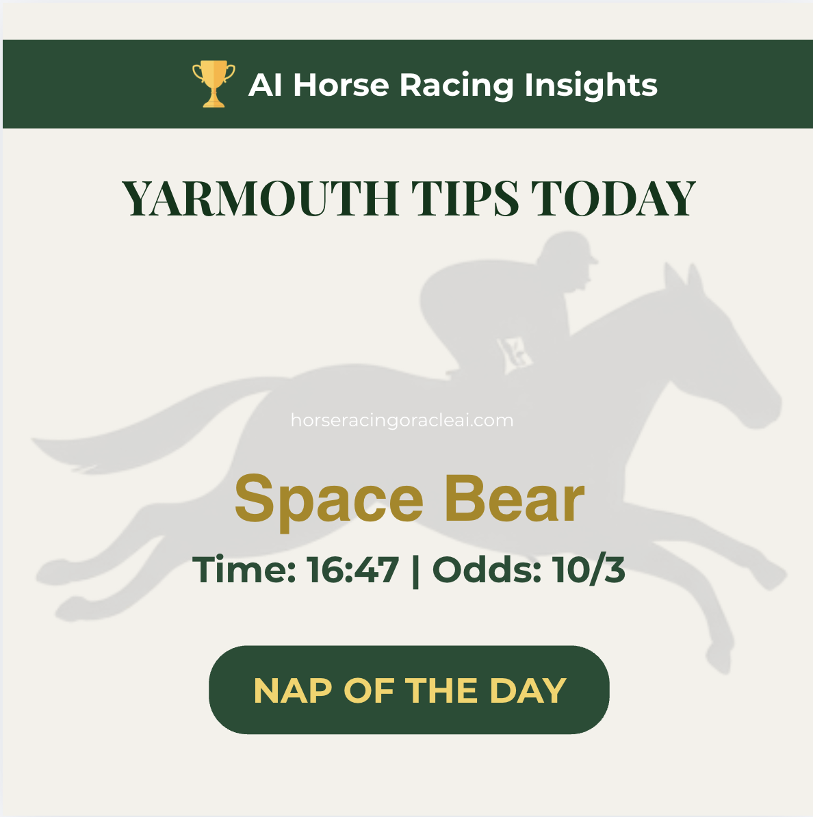 Free Horse Racing Tips Today — Yarmouth NAP Space Bear 16:47