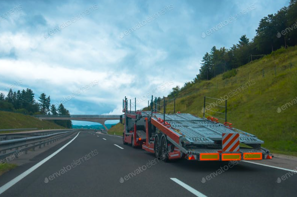 Mit dem Tieflader und der schweren Ladung durch di Mit dem Tieflader und der schweren Ladung durch die ganze Republik und darüber hinaus