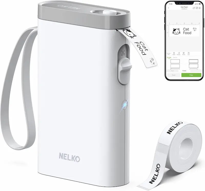 Nelko Bluetooth Label Maker – Wireless Mini Printer with Multiple Templates for Home & Office