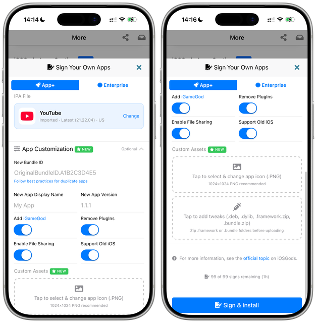 iOSGods App Sign Your Own Apps Decrypted App Import & Customization