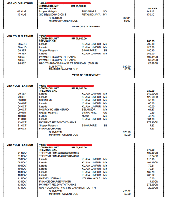 UOB Transaction Record Jun Nov 17