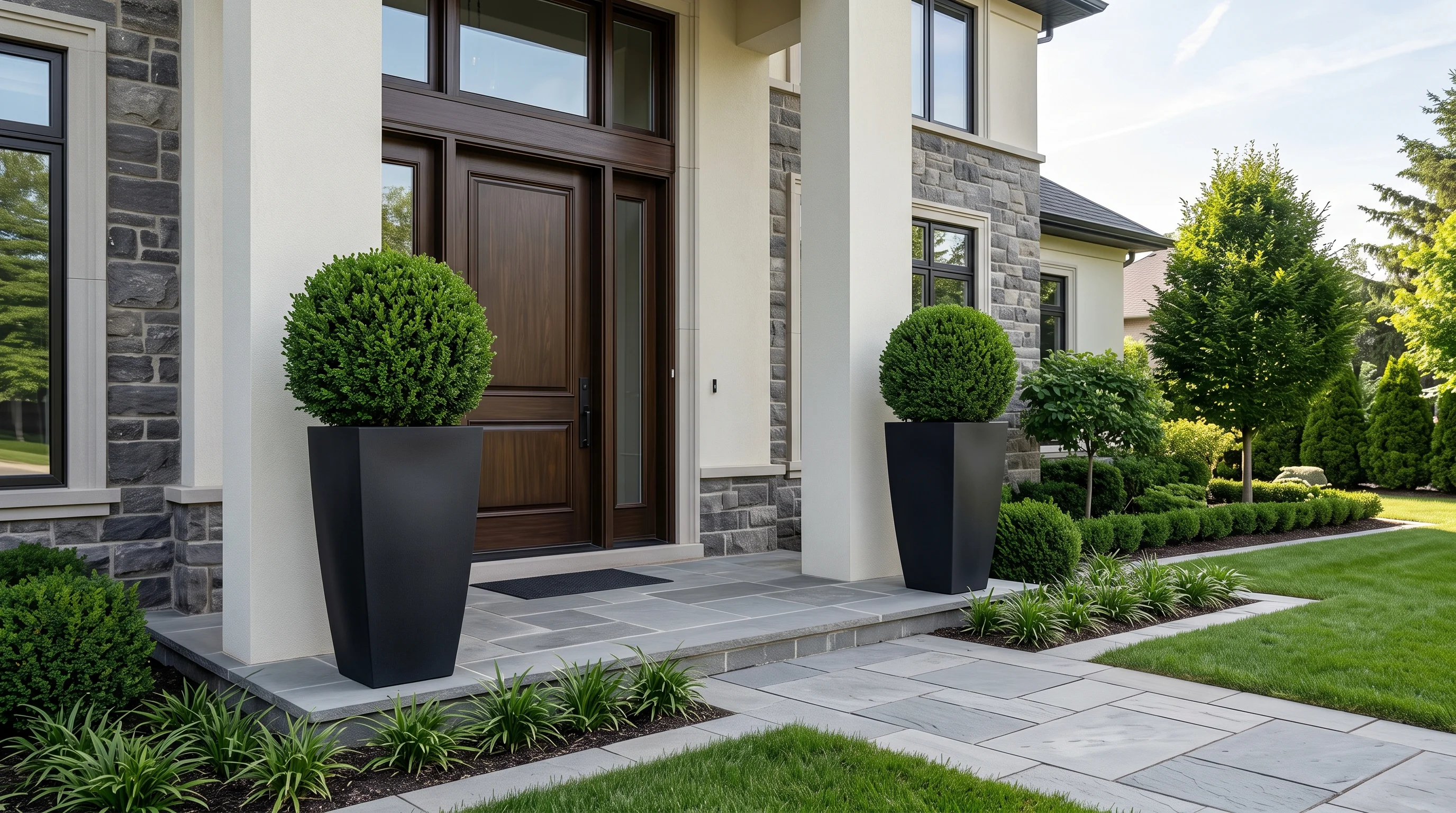Symmetrical Entrance Planters