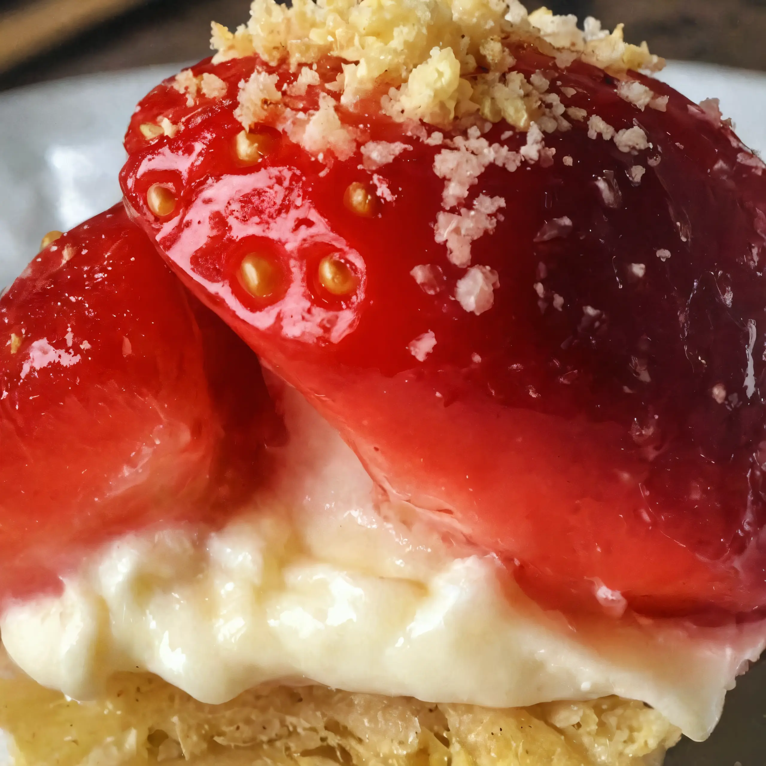 Scharfe Erdbeeren mit Käsekuchenfüllung