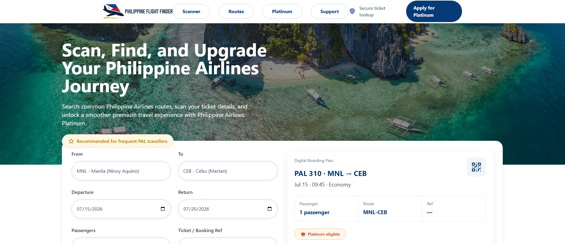 Screenshot of phflightfinder.com