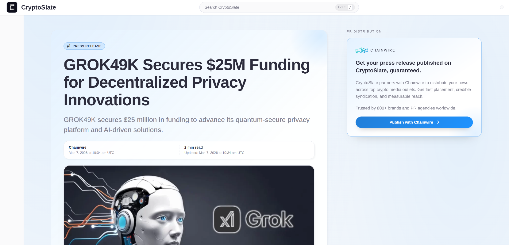 Stored capture of grok49k-cryptoslate.com