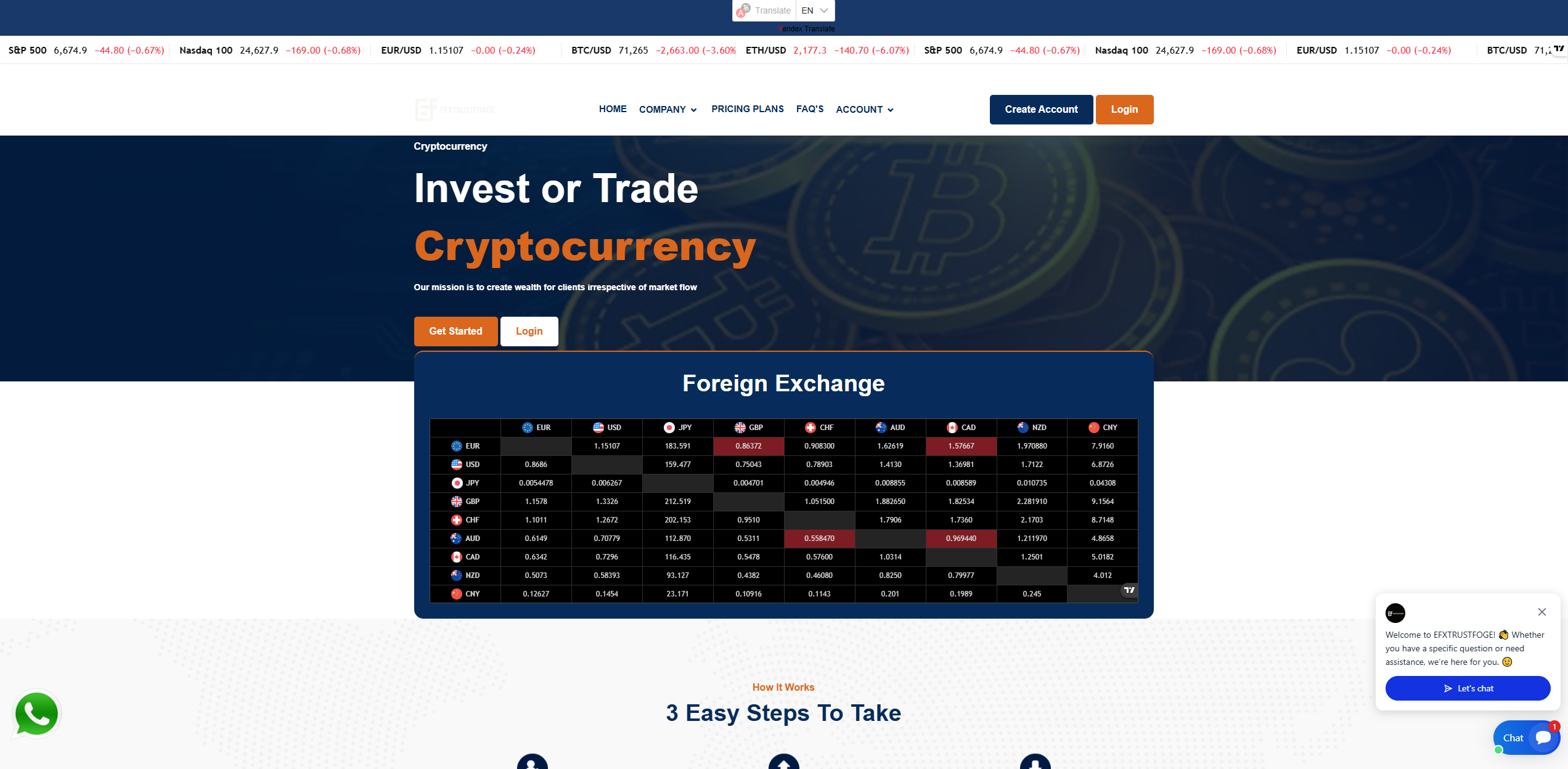 Forensic screenshot of efxtrustforge.com showing the phishing page layout