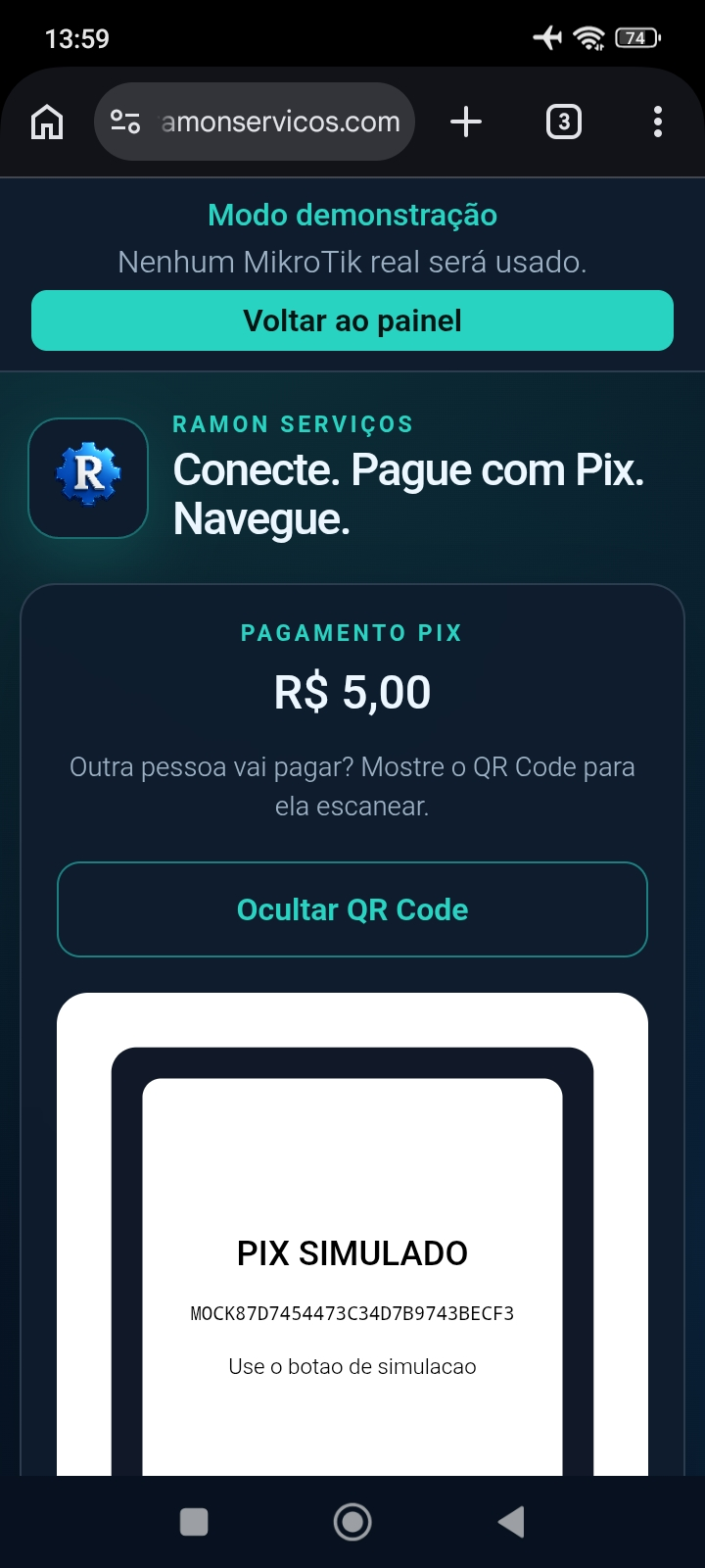 Cobrança Pix e QR Code na tela