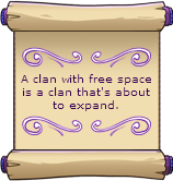 A scroll that reads 'A clan with free space is a clan that's about to expand.' from Flight Rising April Fools 2022.