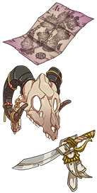 A map, a skull and a golden cutlass